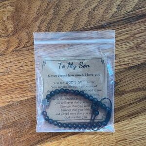 Black Beaded Bracelet for Men